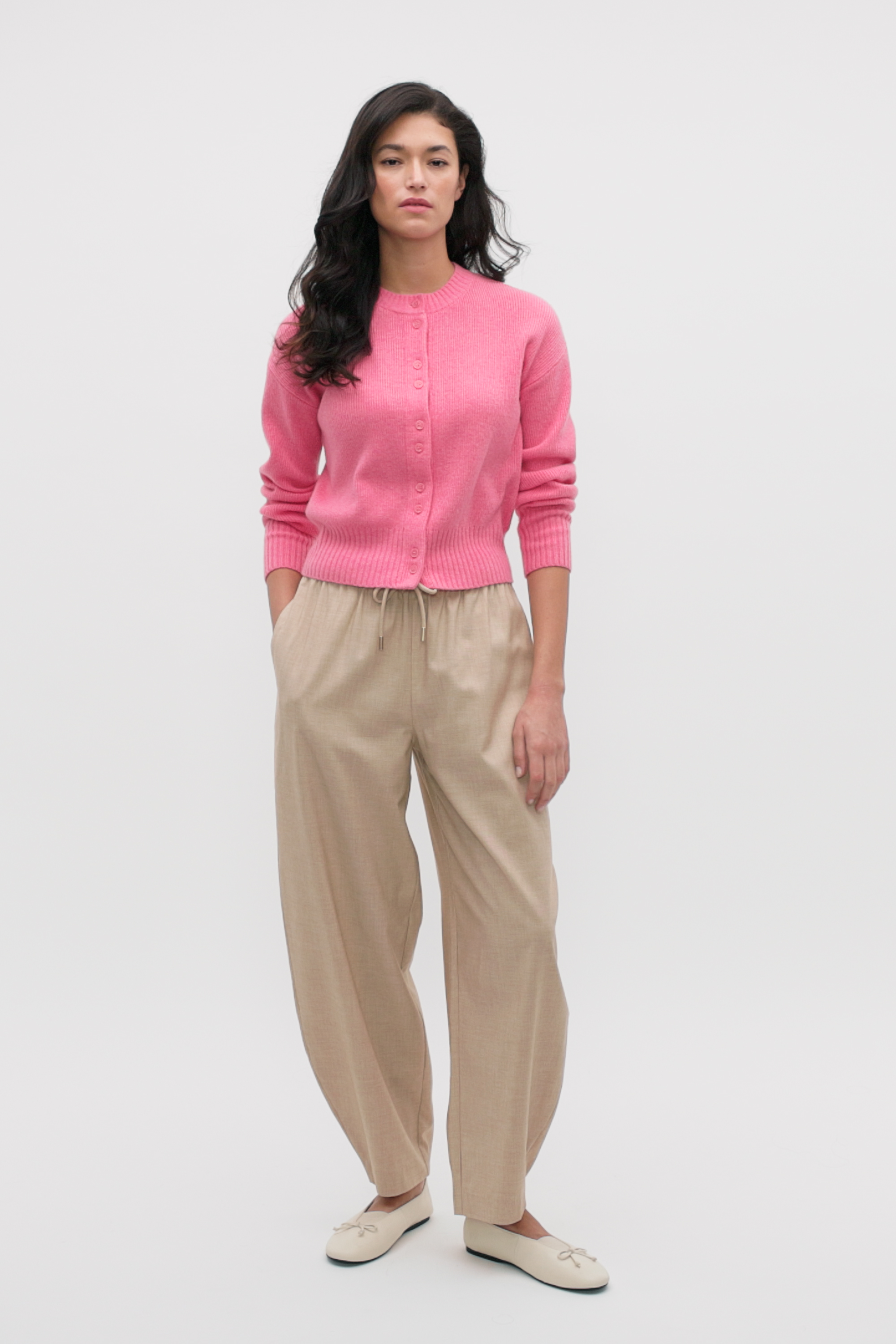 【Maria】Galerie Vie　カシミヤ100%カーデ　ライトピンク Merino Button Up Knit Cardigan | Bubblegum Pink Marle | Seed Heritage